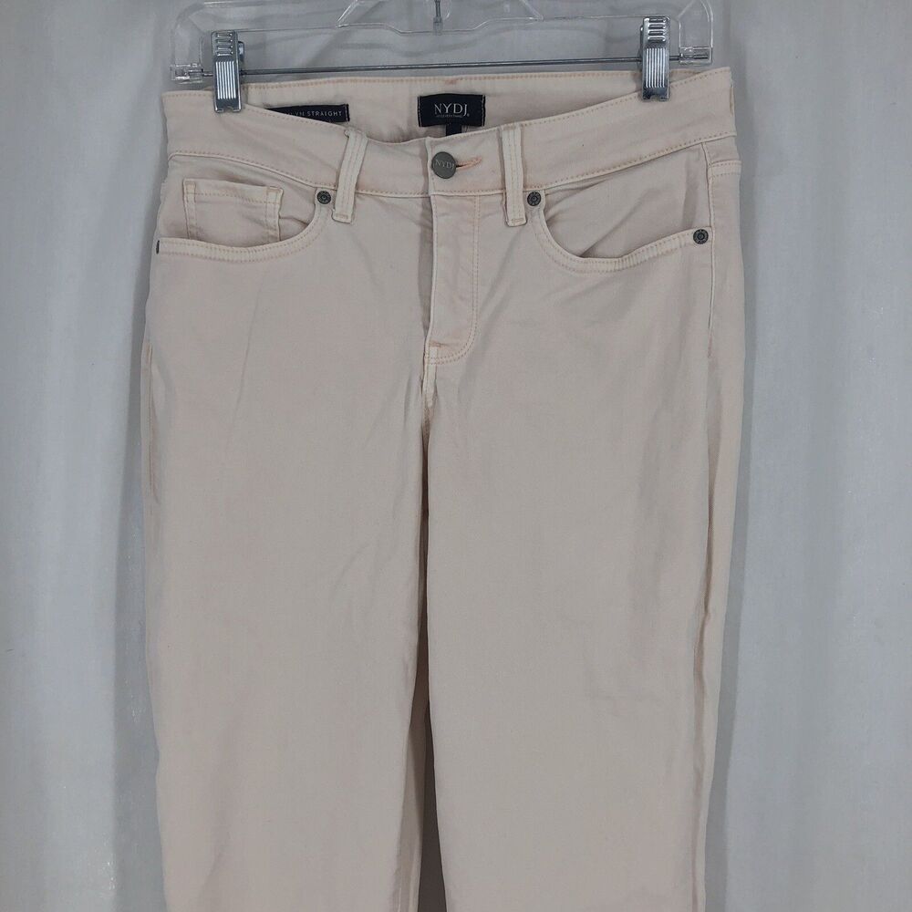 NYDJ Marilyn Straight Cuffed Crop Capri Pink Denim Jeans sz 4 (30x21 actual)